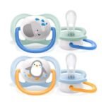 AVENT SUCETTE ORTHODONTIQUE ULTRA AIR ANIMALS 0-6MOIS BOY ELEPHANT PENGUIN 0% BPA REF SCF 080/05