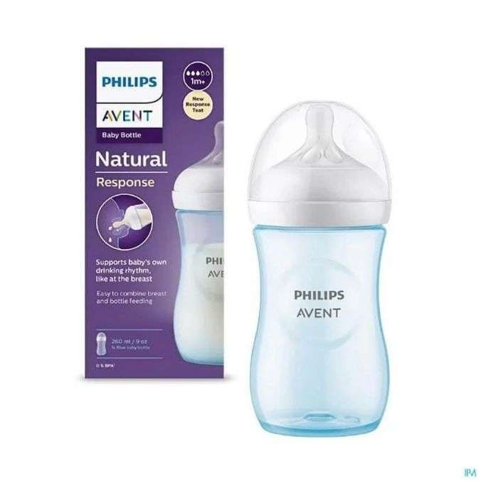 avent-natural-response-biberon-1mois-260ml-bleu
